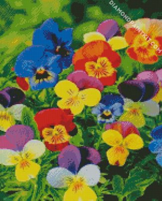 colroful pansies diamond painting