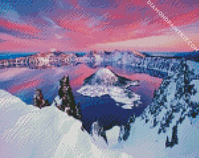 crater lake national park Oregon winter diamond painting