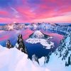 crater lake national park Oregon winter diamond painting