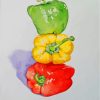 green yellow and red Peppers diond painting