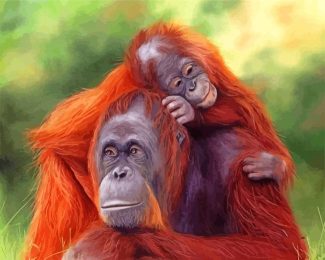 Orangutan Mother And Son diamond painting