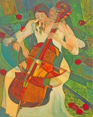 Abstract Cello Player diamond painting