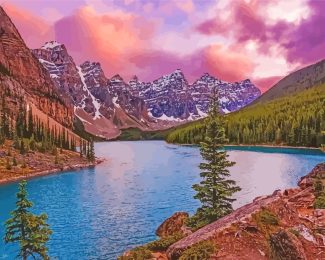 Alberta Moraine Lake Sunset diamond painting