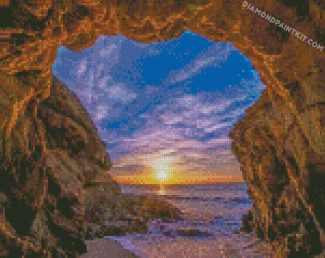 Beach Sunrise Cave diamond paintings