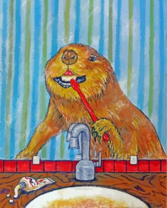 Beaver Washing teeth diamond painting