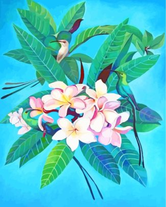 Birds On Frangipani Flowers diamond painting