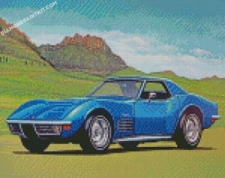 Blue Chevrolet Corvette Car diamond paintings