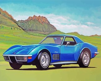 Blue Chevrolet Corvette Car diamond painting