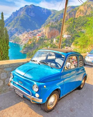 Blue Vintage Fiat diamond painting