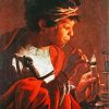 Boy Lighting a Pipe Hendrick ter Brugghen diamond paintiing