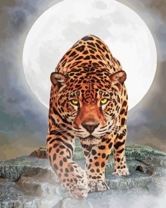 Cheetah Moonlight diamond painting