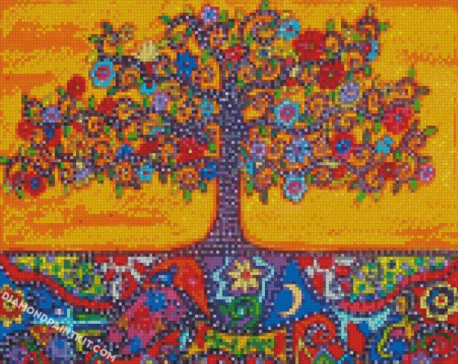 Colorful Folk Tree diamond paintings