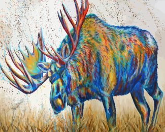 Colorful Moose Art diamond painting