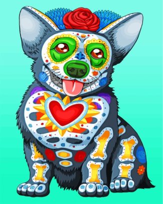 Corgi Dog Day Of The Dead diamond painting