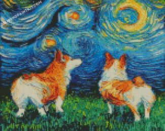 Corgi Dogs Starry Night diamond paintings