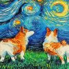 Corgi Dogs Starry Night diamond painting