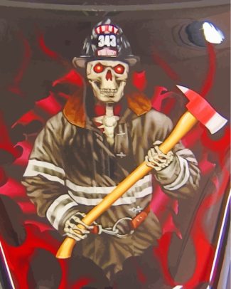 Firefighter Skull diamond painting