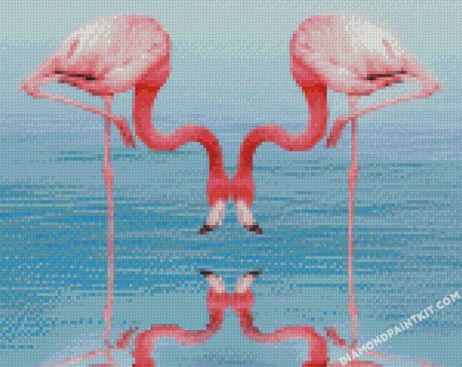 Flamingos Drinking Water diamond paintings