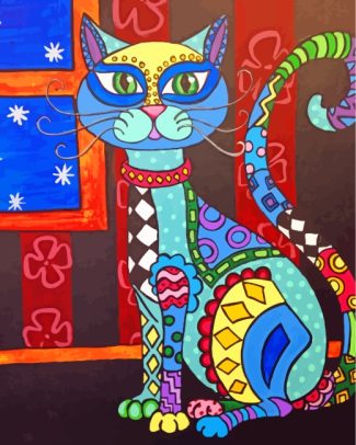 Folk Cat diamond painting