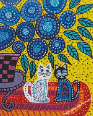 Folk Cats Art diamond paintings