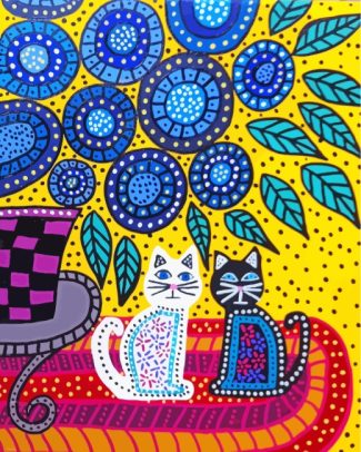 Folk Cats Art diamond painting