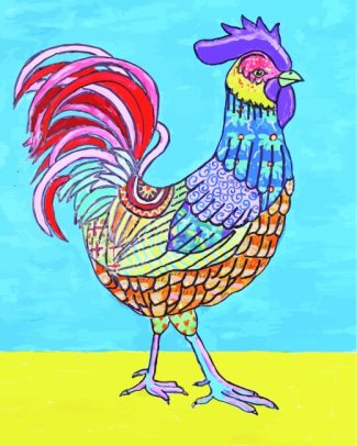 Folk Rooster Bird diamond painting