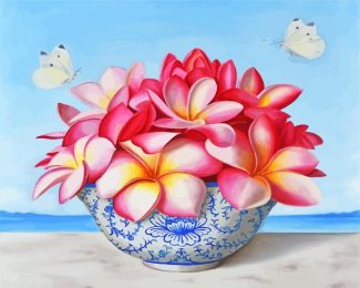 Frangipani Vase and Butterflies diamond painting