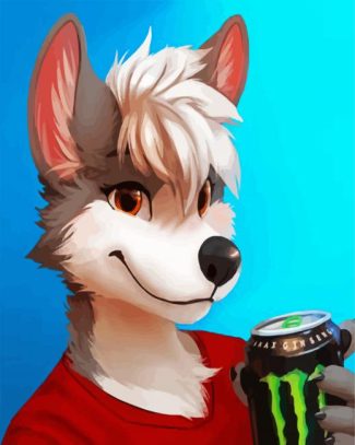 Furry drinking monster drink diamond painting