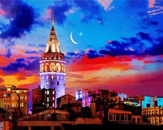 Galata Tower At Sunset diamond painting