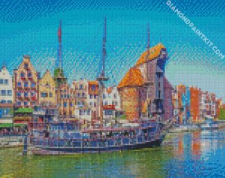 Gdańsk Poland Houses Castles Rivers Sailing diamond paintings