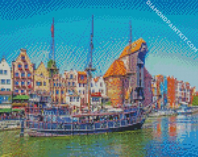 Gdańsk Poland Houses Castles Rivers Sailing diamond paintings