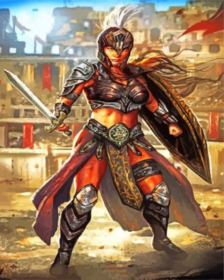 Gladiator lady diamond painting