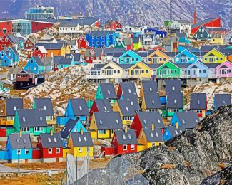 Greenland houses diamond painting