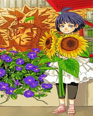 Himawari Uzumaki and sunflower diamond painting