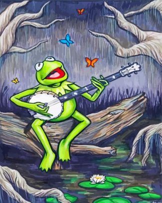 Kermit singing diamond painting