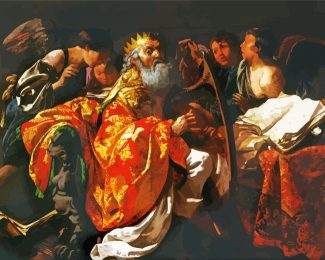 King David playing the harp Hendrick ter Brugghen diamond paintiings