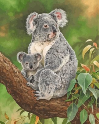 Koala Mother and Baby diamond painting