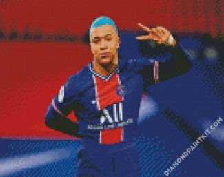 Kylian Mbappe with blue hair diamond paintings