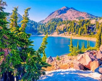 Lassen Peak with Lake Helen diamond paintings