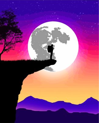 Man Silhouette Moonlight diamond painting