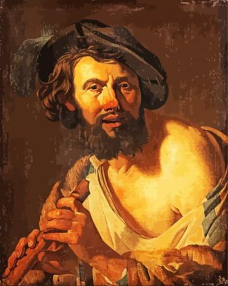 Man with a flute Hendrick ter Brugghen diamond paintiings