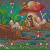 Mushroom House And Fairies diamond paintings