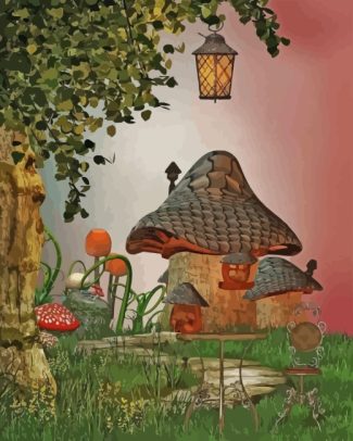 Mushroom House diamond painting