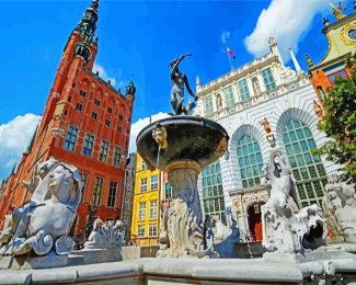 Neptune's Fountain Gdansk diamond painting