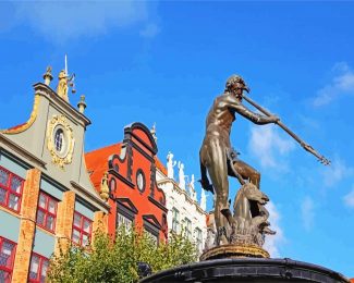 Neptune's Fountain sculpture Gdansk diamond painting