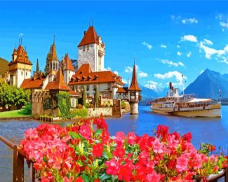 Oberhofen Castle In Switzeland diamond painting