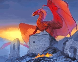 Red Fire Dragon diamond painting