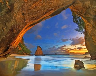 Sea Cave At Sunset diamond painting