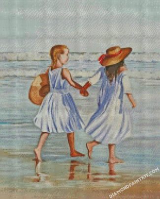 Sisters In Beach diamond paintings