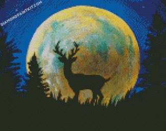 Stag Silhouette Moonlight diamond paintings